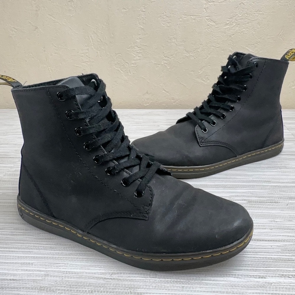 Dr. Martens Unisex Tobias Boots Size 10 Mens, 11 Womens, Black Leather Lace-Up